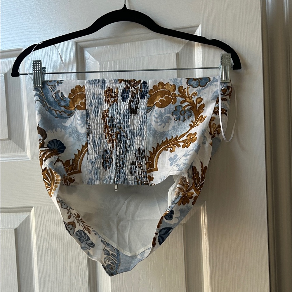 Reformation Blue and Gold Floral Crop Top - Picture 3 of 3